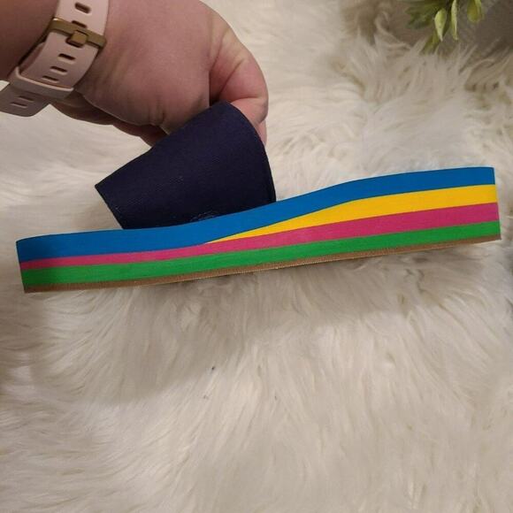 J. Crew Platform EVA Blue Stripe Slides Size 6 - Picture 9 of 12